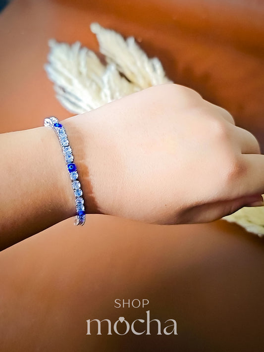 Serena Evil Eye Tennis Bracelet- Silver