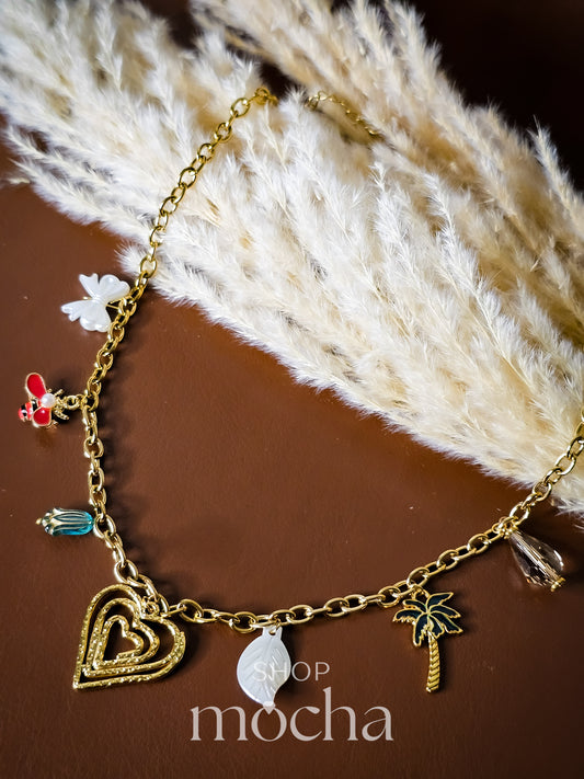 Anti-tarnish charms necklace