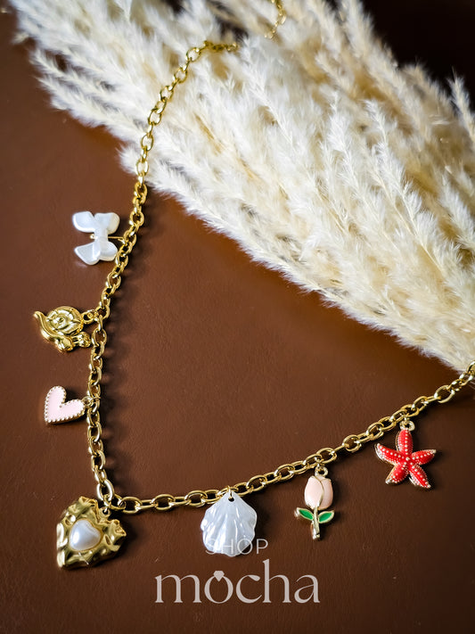 Anti-tarnish charms necklace