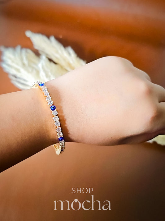 Serena Evil Eye Tennis Bracelet- Gold